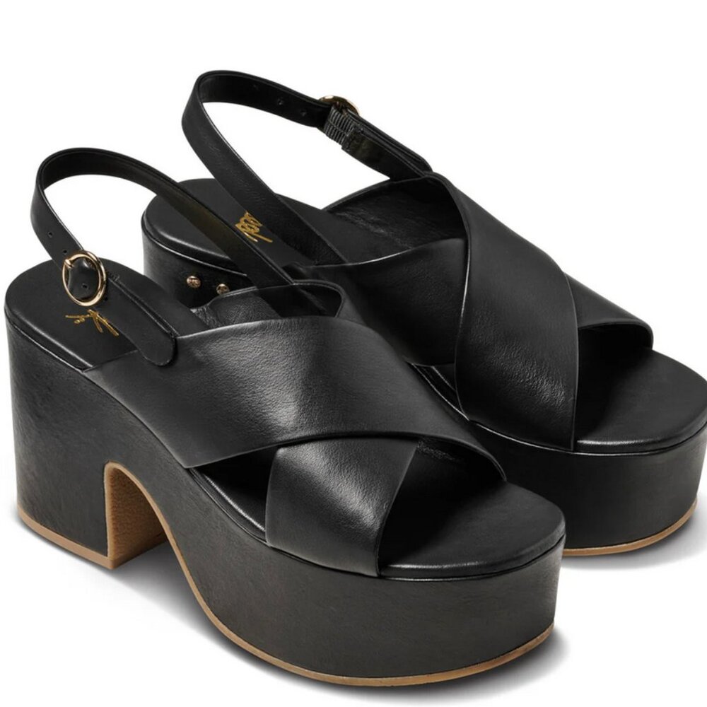 Beek Soft Leather Black Platform Shoes
